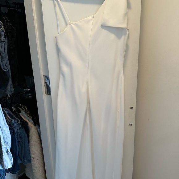 MacDuggal White Bow One Shoulder Gown - Picture 3 of 4